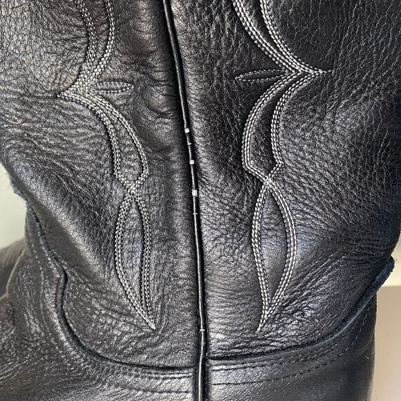 Dan Post Vintage Black Cowboy Boots Stitch Embroidery Pointed Toe Men Sz 8.5 EW - Picture 9 of 16